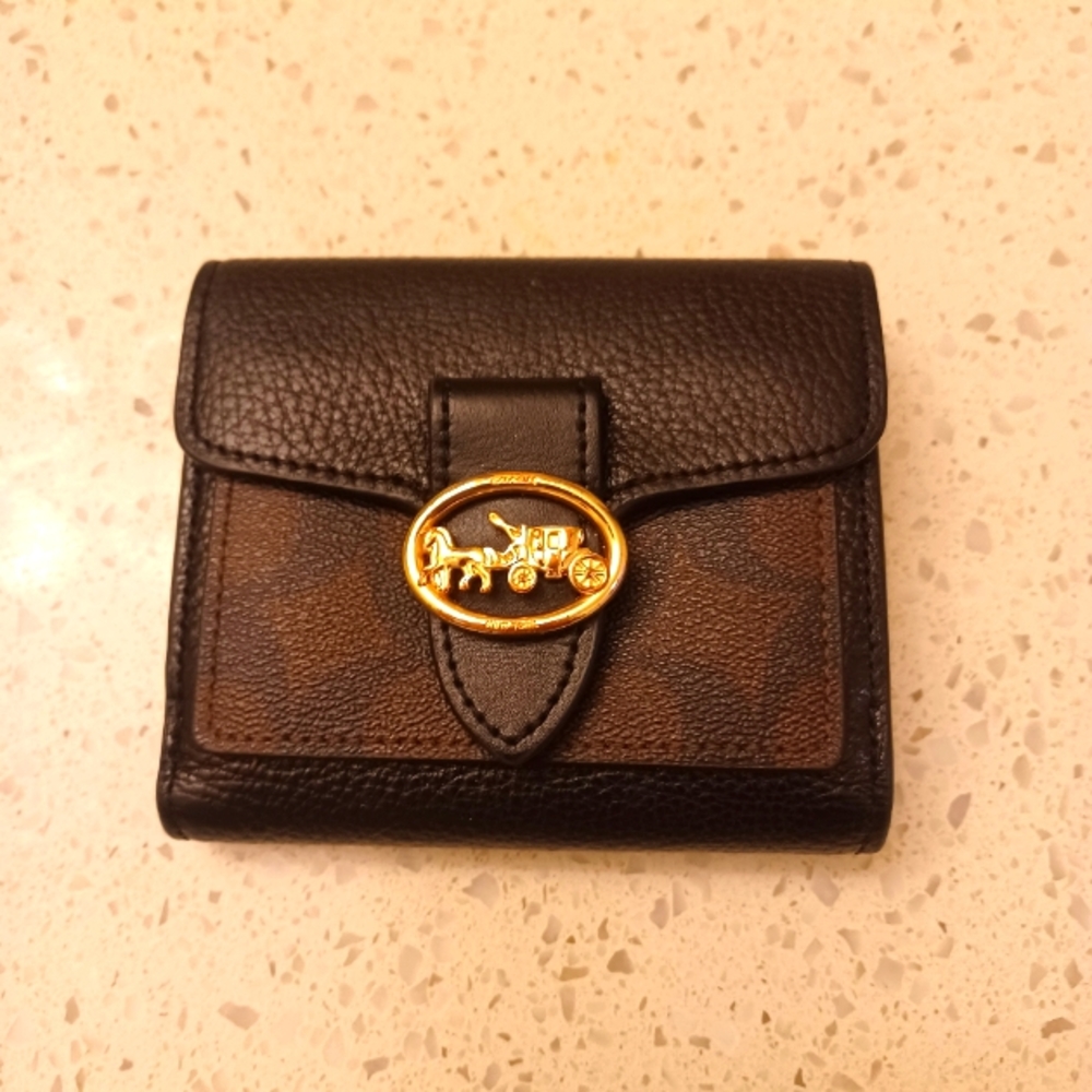 Coach Georgie Small Wallet - Gold/Brown Black